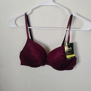 Maidenform Deep Burgundy Padded Lace Bra 34b